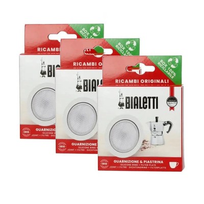 BIALETTI 3er Set mit 3 Dichtungen und 3 Filterplatten für Mokka Induktion, Gerst