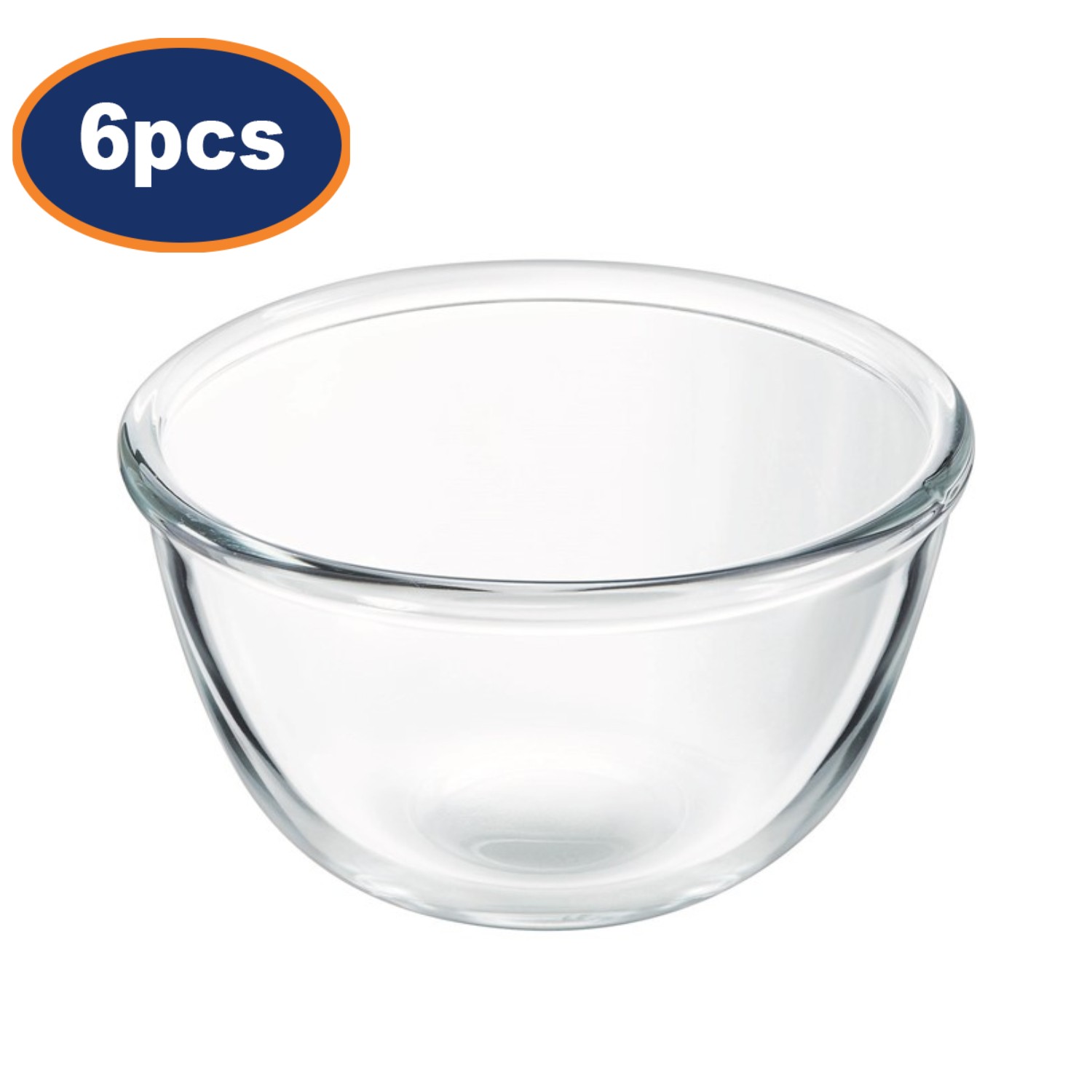Glass Bowl Cocoon Clear Round Non-Porous Microwave Dishwasher Oven Safe 15cm 6Pc