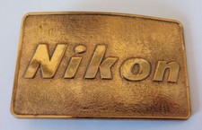 Nikon Camera Brass Belt Buckle Vintage Made in USA