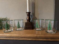 NEW Pottery Barn Woodland Trees Set Of 4 Doulbe Old-Fashioned Glasses 🌲 NIB