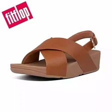 Women Fitflop Leather Summer Slippers Crossing Sandals Mules Beach Platform Shoe