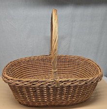 Large 16" Oval Woven Wicker Rattan Storage Gathering Basket W/ Handle Decor