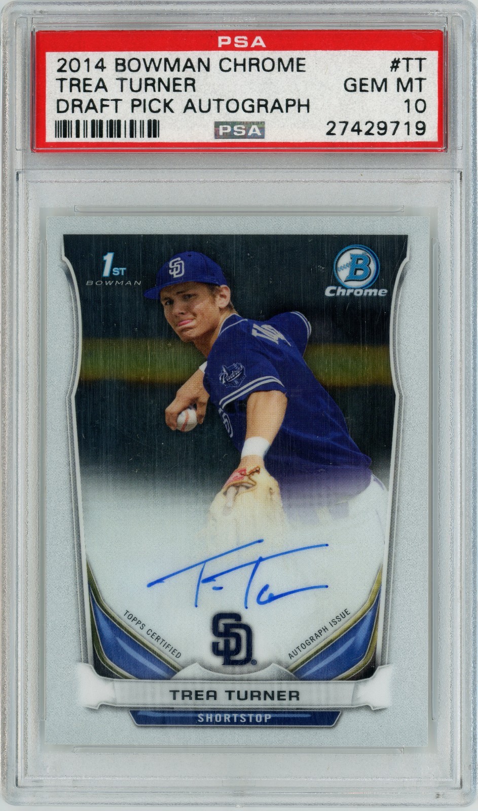 2014 Bowman Chrome Trea Turner Rookie Auto PSA 10 Padres 1st BCA-TT MLB GEM MINT