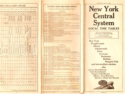 Juni 1948 New York Central Railroad System Zeittafeln, Albany bis Niagarafälle