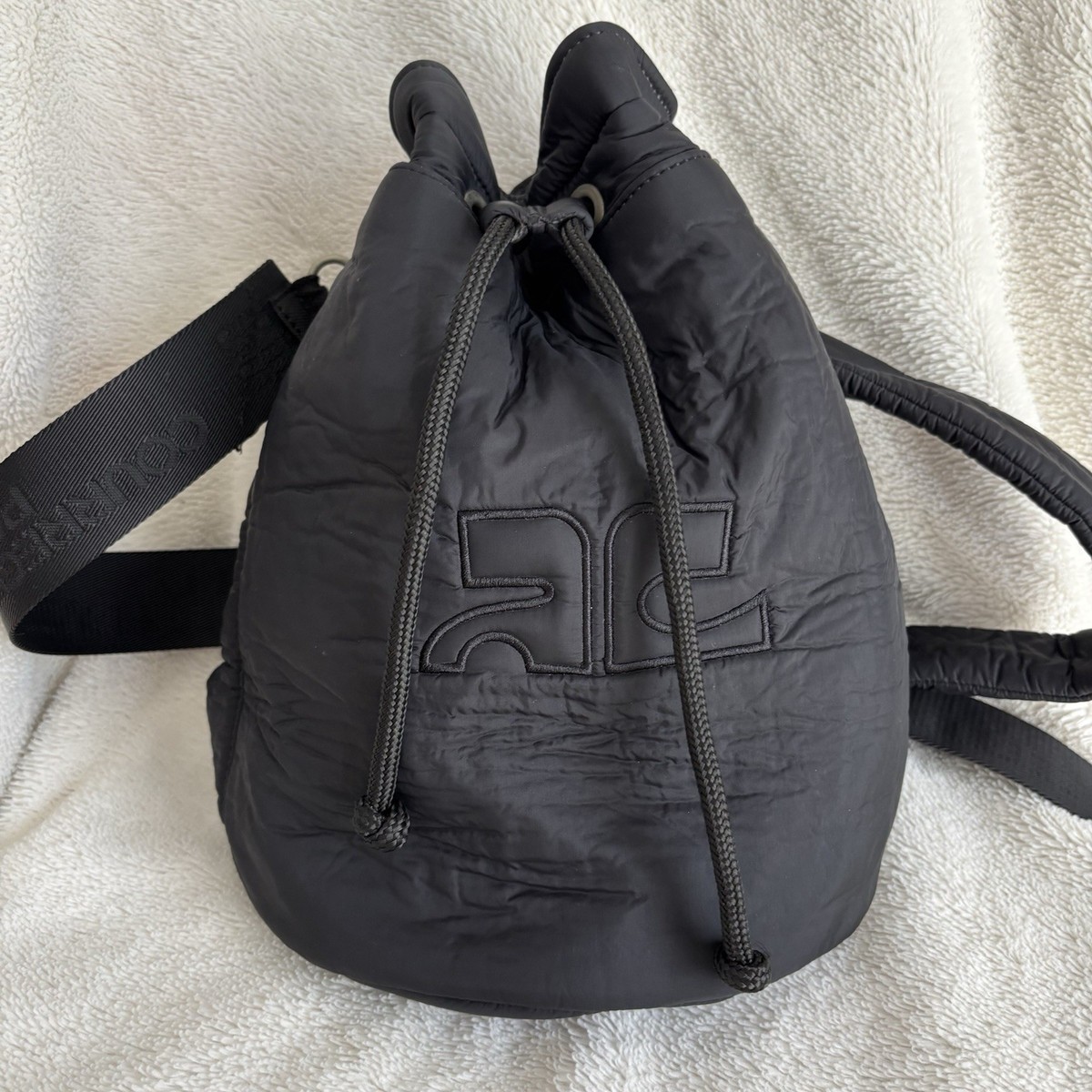 Courreges Black Nylon Drawstring Bag Logo Y2K Vintage Rare | eBay