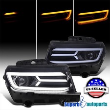 For 2014-2015 Chevy Camaro Smoke Projector Headlights Switchbacksequential Led