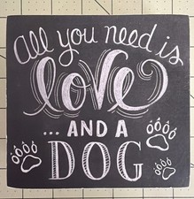 All You Need is Love ...and a Dog Box Sign Primitives by Kathy 4.5" x 4.25" x 2  