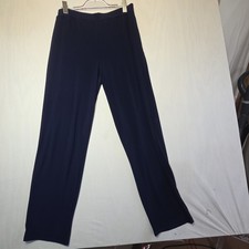Susan Graver Womens Small Navy Pull On Stretch Pants Pockets Straight Leg