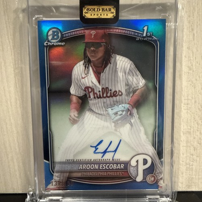 #ad 2025 Bowman Chrome Prospect Auto Aroon Escobar CPA AE Blue Refractor 150 RC $280.00
