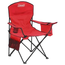 Coleman Camping Chair w/ 4-Can Cooler, Cushioned Seat, Back & Side Pockets