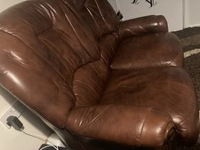 Brown Leather Sofa and Armchair Set 2-Seater and 1-Seater