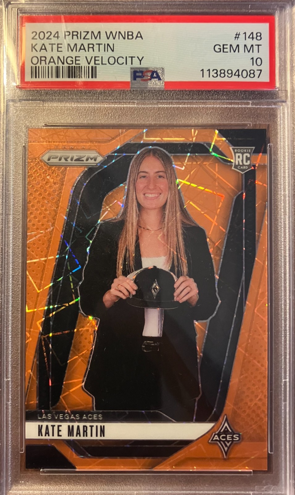 2024 Kate Martin Prizm WNBA Orange Velocity Panini RC Rookie Card PSA 10 #148