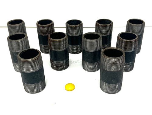 PIPE NIPPLES 1.25" X 3" BLACK STEEL LOT OF 11
