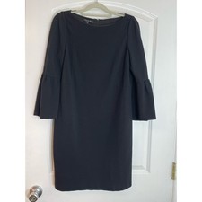 Lafayette 148 NY Cocktail Dress Small Black Lorelie Peplum Sleeve Whimsygoth