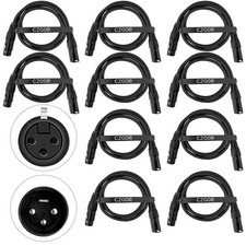 DMX Cable 3.9ft, 10 Pack, Flexible 3 Pin XLR Male to Female for Stage Lightin...