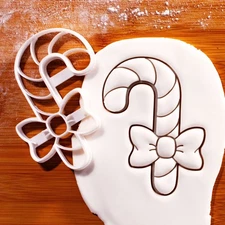 Candy Cane with Bow Cookie Cutter – Festive Christmas Holiday Baking Mold