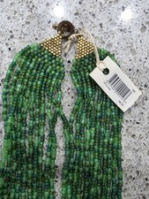 Nordstrom Green Layered Strand Glass Bead Necklace Global Boho