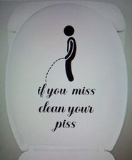 3 Pcs Funny Toilet Stickers, If You Miss Clean Your iss Decals, Black Bathroom