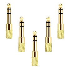 Valefod Updated Version 5-Pack Stereo Audio Adapter 6.35mm 1/4"M-1/8"F, Gold