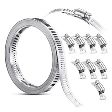 3.5M Hose Clamp Strap with 8 Fasteners Silver Worm Gear Pipe Ducting Hose4154