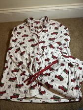 Disney Women s Pajama Set Size M Mickey Christmas Holiday Pants Shirt Truck Tree