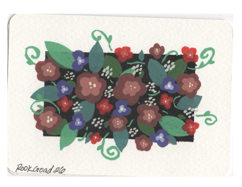 Blocked Floral Cluster Red ACEO