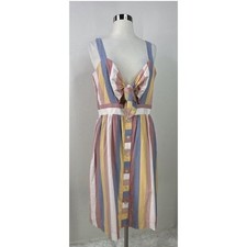 Madewell 100% Cotton Stripped Button Up Summer Womens Midi Dress Size 12