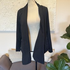 Pact Open Front Airplane Cardigan Long Sleeve Drape Shawl Collar Black Sz S