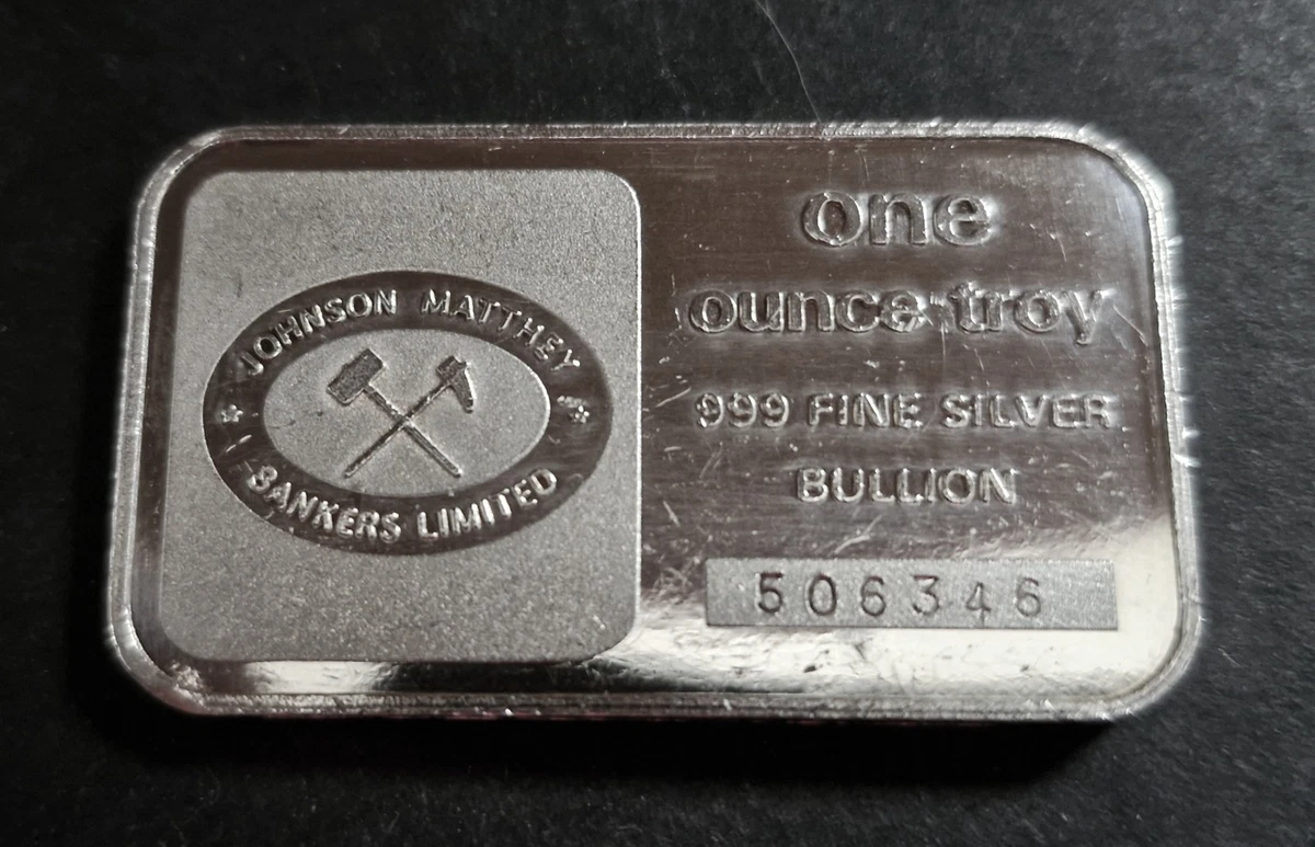 Johnson Matthey .999 Fineness Silver Bullion Rounds 1 oz Precious