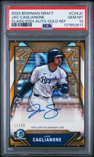 2024 BOWMAN DRAFT CLASS OF 2024 AUTOS GOLD REFRACTOR JAC CAGLIANONE 7/50 PSA 10