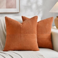 2 Packs Fall Decorative Throw Pillow Covers 16x16 16" x 16" Pack of 2 Orange