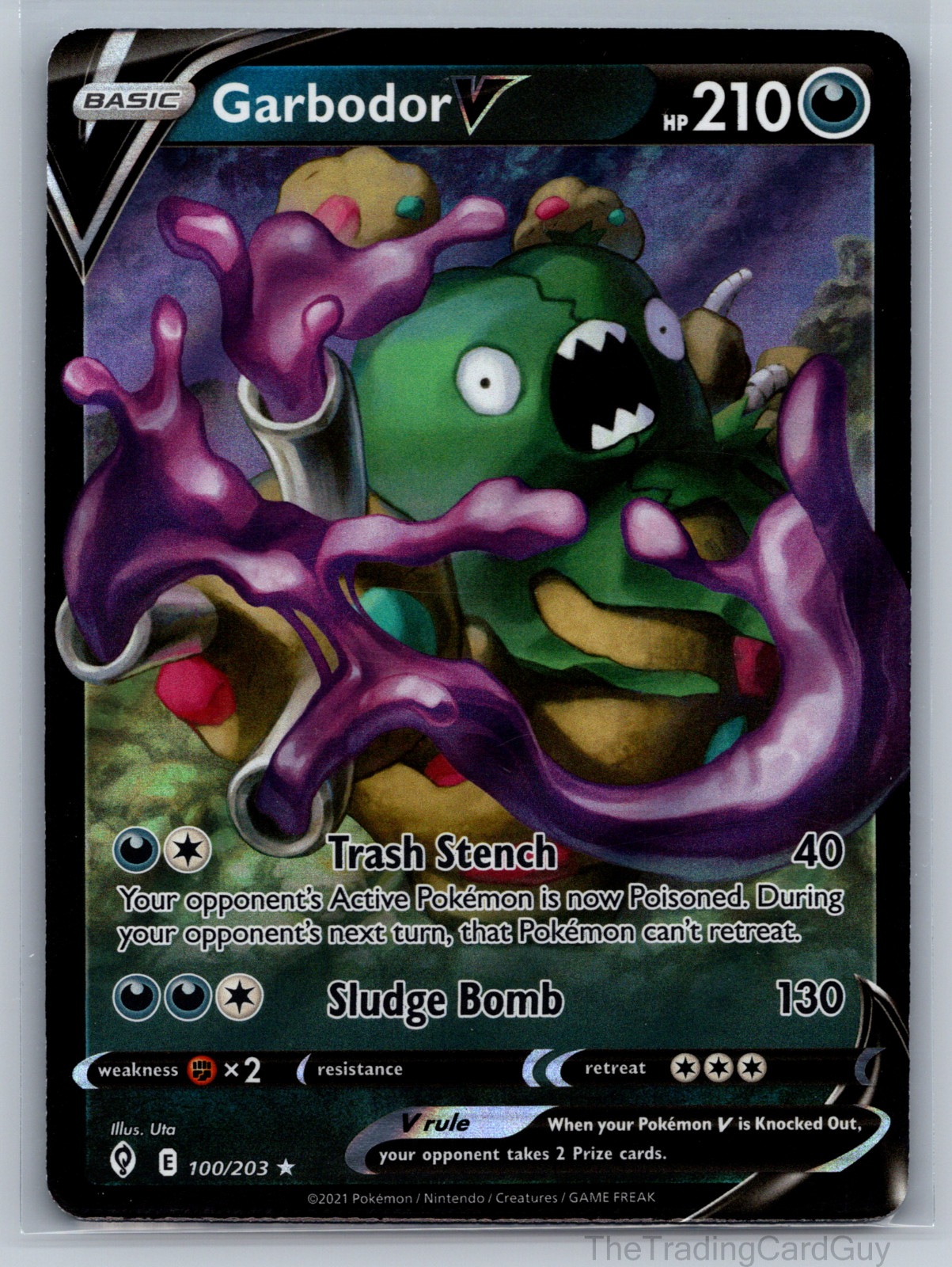 Garbodor V 100/203 Ultra Rare - 2021 Pokemon Evolving Skies NM