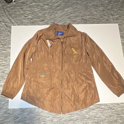 Vintage Elti Coleccion Brown Windbreaker Zip-Up Jacket Collared Pockets Women 