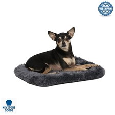 QuietTime XXS Dog Bed - Eco-Friendly Gray Faux Fur, Fits 18-Inch Carriers