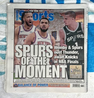 SPURS OF THE MOMENT - SPURS WIN GAME 7 - ADVANCE TO FINALS New York Post 5/31/26