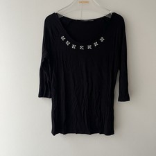 Manguun Shirt Bluse Oberteil Strass schwarz Glitzer 38