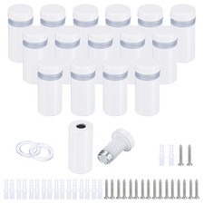 16 Pcs 15/32"x1-1/4" Standoff Screws Stainless Steel Mirror Wall Mounting, White