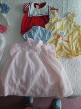 Lot Of Three Summer Items Baby Infant Vintage 2 Rompers Dress and bonnet GUC