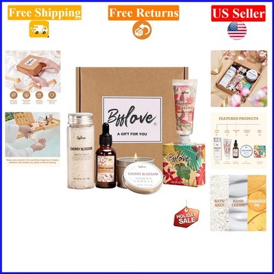 Cherry Blossom Spa Gift Set for Women, 5pcs Travel-Size Self-Care Kit