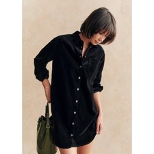 Sezane Women's Collared Sadie Shirt Dress Long Sleeve Black Size 10 NWT