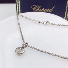 Chopard Happy Diamonds Collier Kette Anhänger 750 Weißgold Diamant 0,05 ct#3813