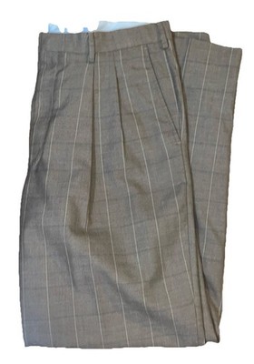 Vtg Falcone Men s Dress Trouser Gray Brown Pinstripe Classic Rayon Blend 35x32