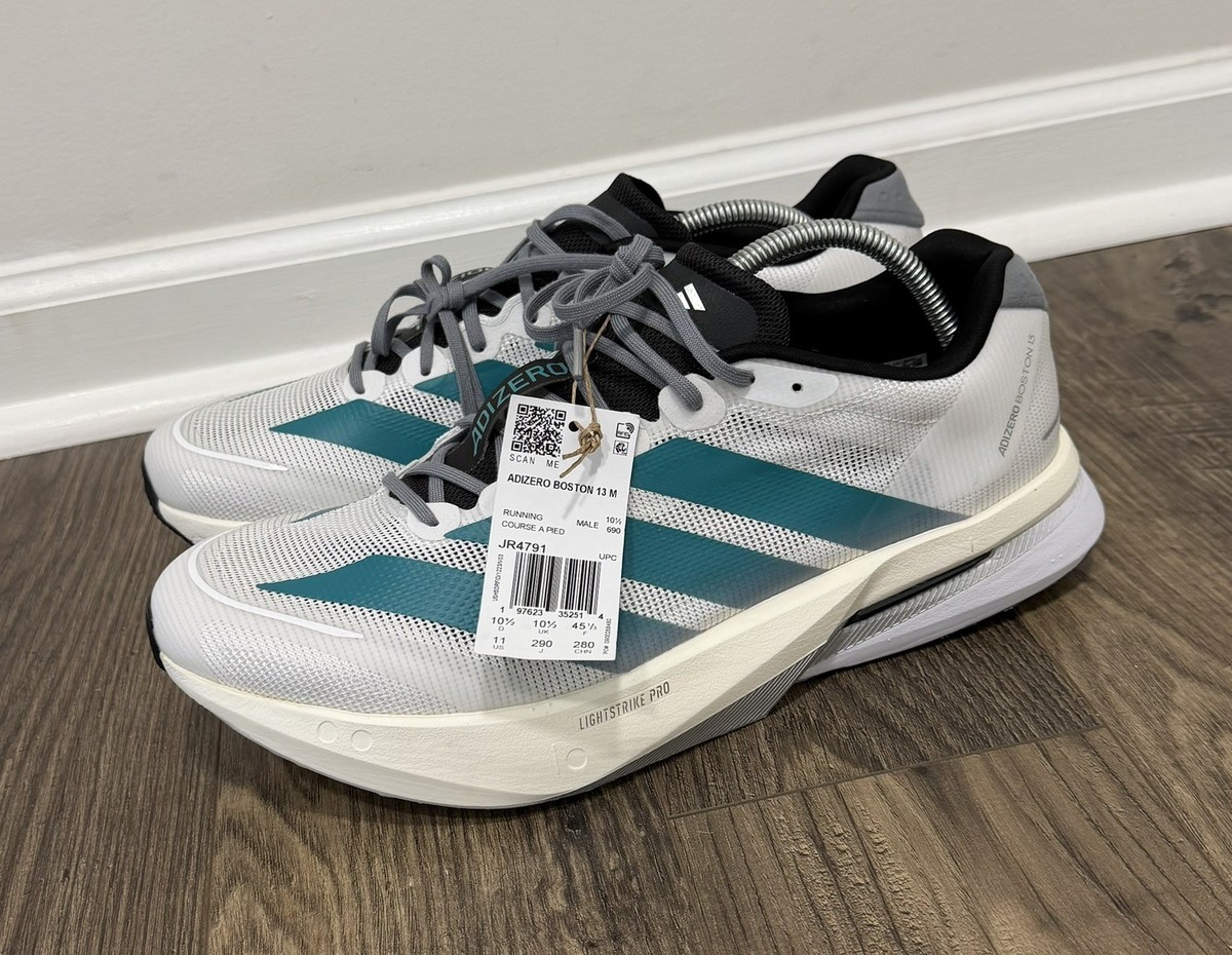 Y・M Adidas Adizero Boston 13 Mens 11 White Green Running Shoes