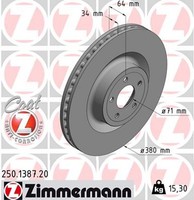 2X Bremsscheibe Coat Z Zimmermann 250.1387.20 FüR Ford Mustang Convertible