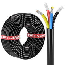 100FT 18 Gauge Wire,Automotive Wire,4 Conductor Electrical Stranded PVC Cord,12V