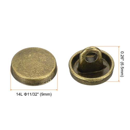 20 Pezzi Bottoni da Cucire Piatti Rotondi in Metallo 9mm Bottone in Lega, Bronzo - Foto 2 di 8
