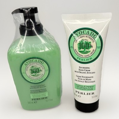 Perlier Avocado Velvety Liquid Soap 10.1 oz & Hand Cream 3.3 oz Set NEW