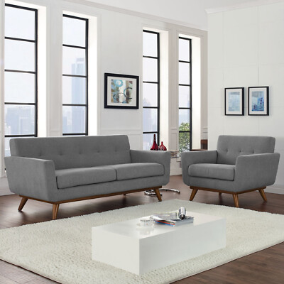 Modway Engage Armchair and Loveseat Set of 2 in Expectation Gray