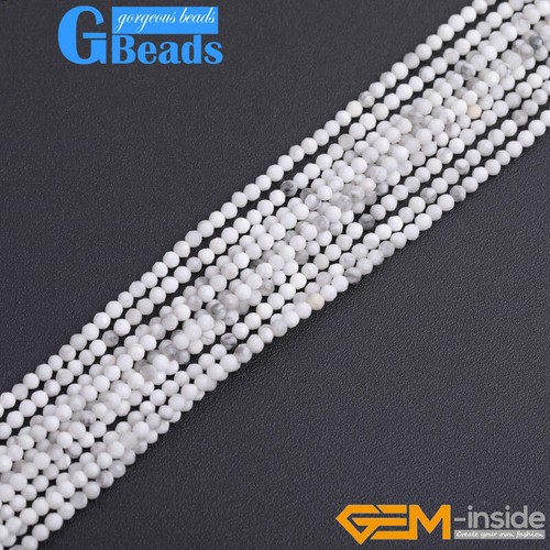 Natürliche weiße Howlite türkis Edelstein facettiert rund lose Perlen Schmuck 15" - Bild 22 von 26