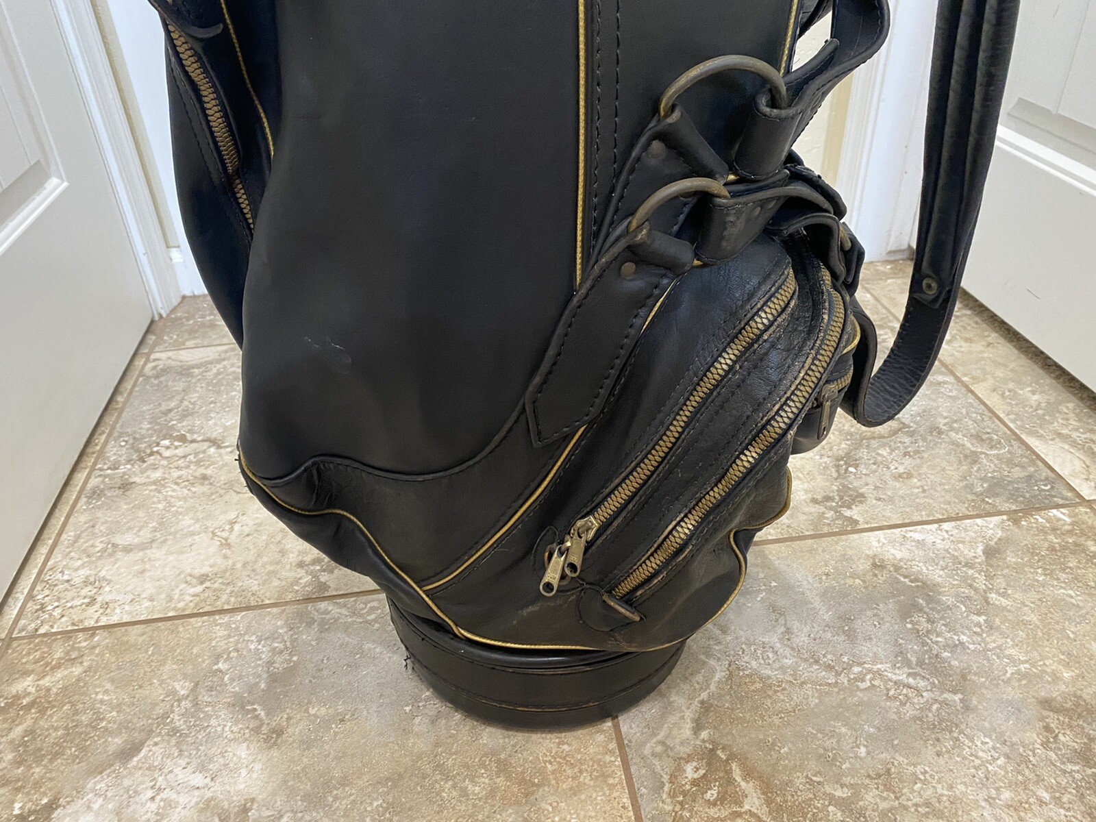 RARE Vintage Belding Sports GENUINE KANGAROO LEATHER GOLF BAG BLACK 10
